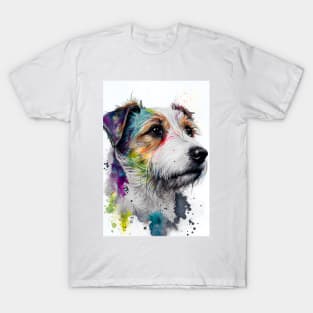 Watercolor Jack Russell Terrier with Rainbow Colors T-Shirt